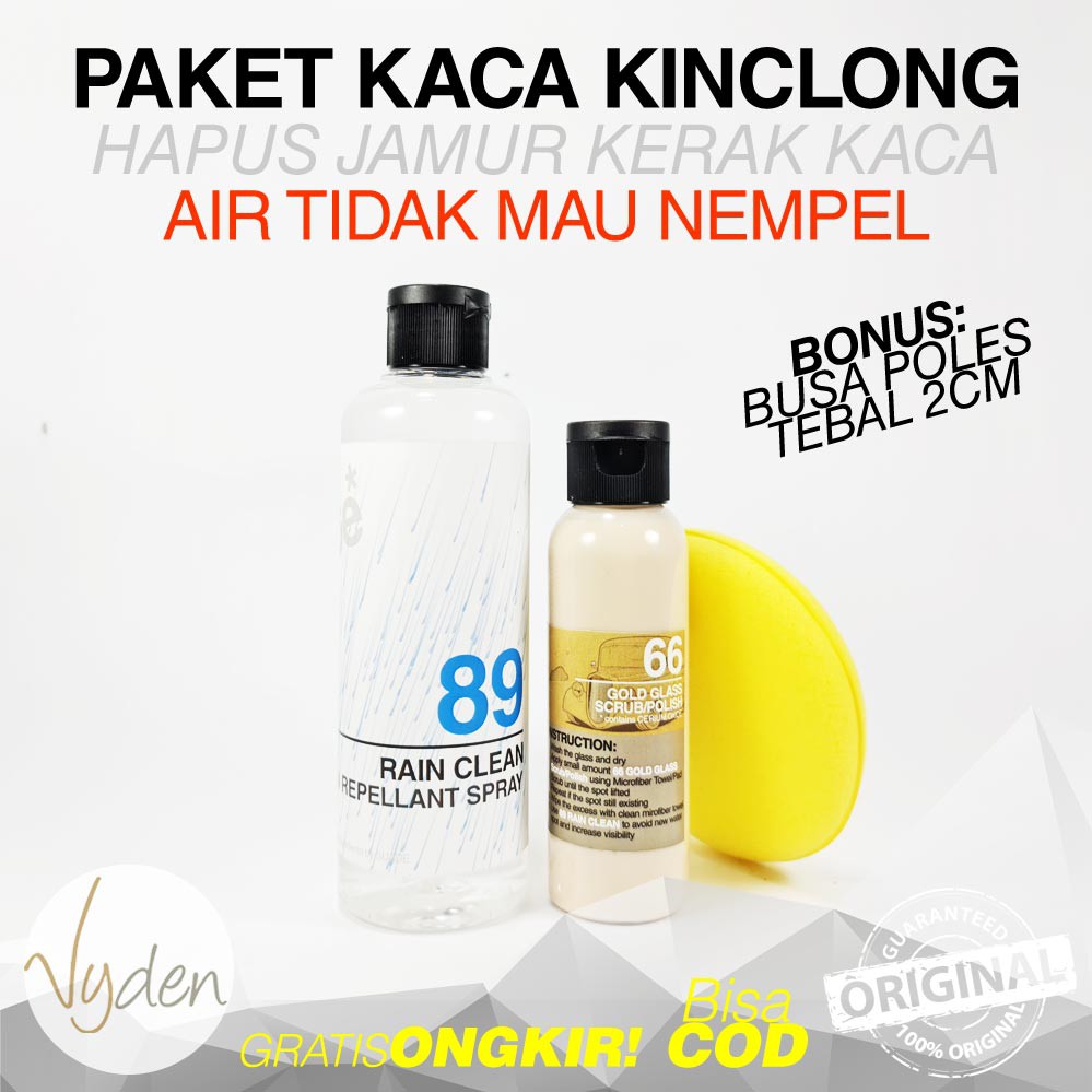 LUMOBRITE GLASS KIT 66 GOLD GLASS Polish 100ml dan 89 RAIN CLEAN 260ml Spray MURAH