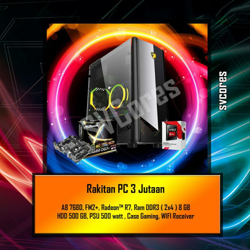 AMD A8 7680 / RAM 8 GB / Radeon™ R7 PC Rakitan Gaming, Rendering, Editing