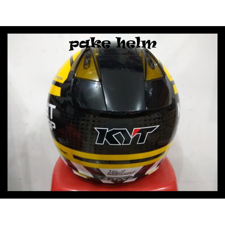 Helm Kyt Dj Maru Motif World Gp #11 Yellow Gun Metal Half Face Djmaru