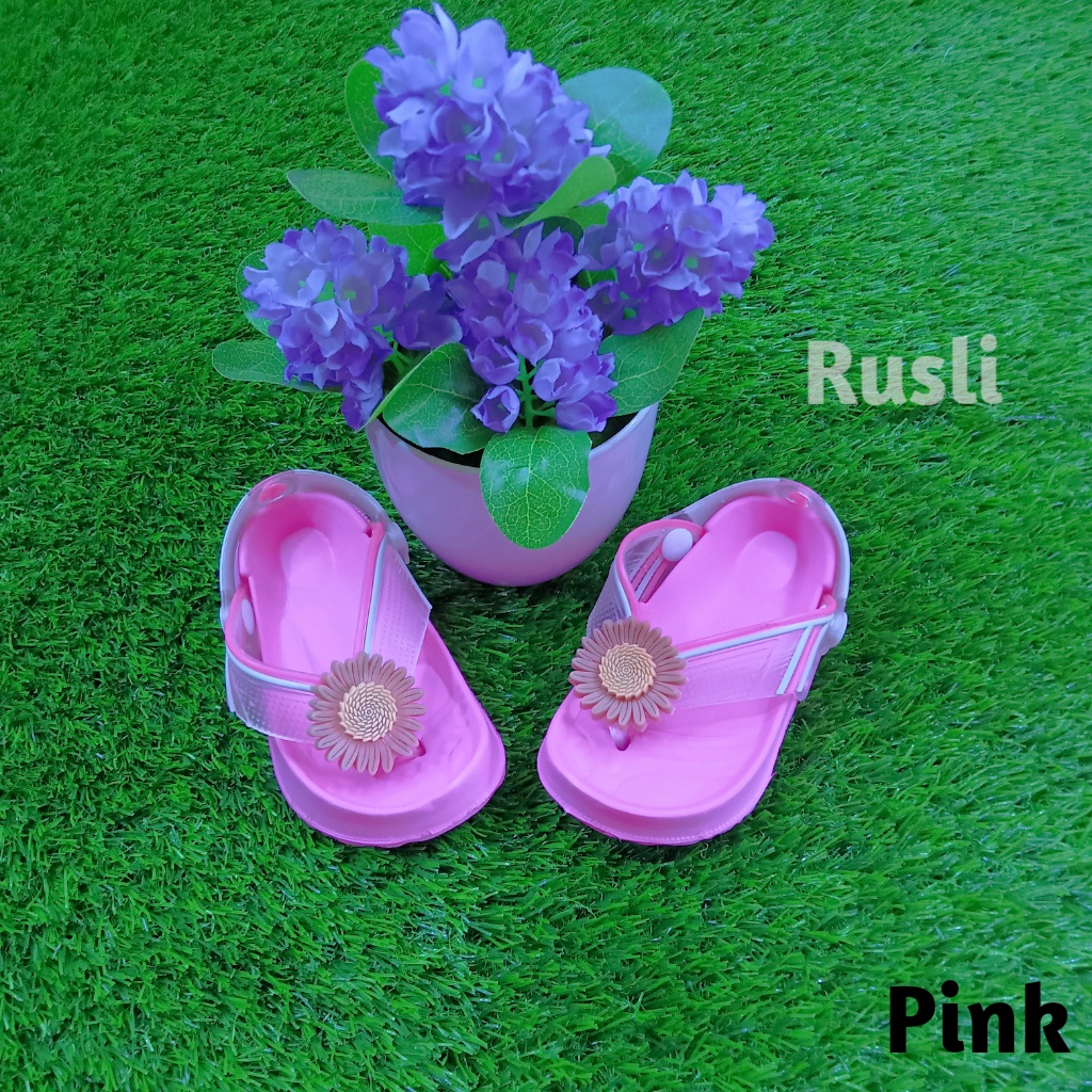 (COD) Sandal Jepit Tali Belakang Karet Bayi Anak Motif Bunga Matahari Shevano 151