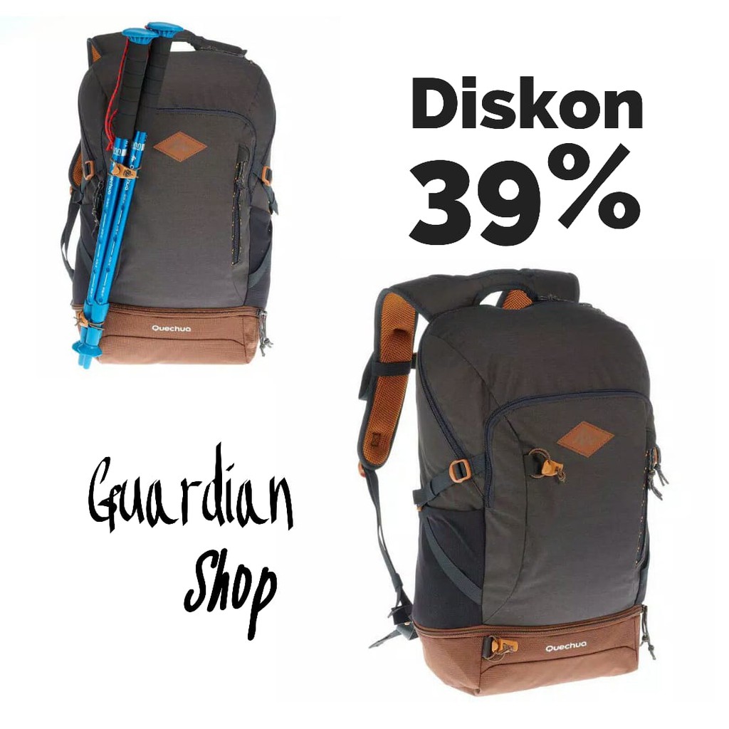 Tas Ransel Quechua 30L - NH500 30 Litre Backpack - Dark Grey - Original