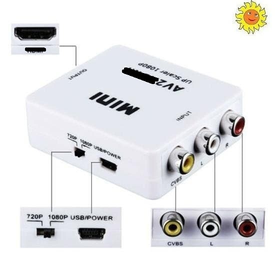 Av Rca to hdtv mini 1080p converter box adapter - Konverter audio video input to hdtv output