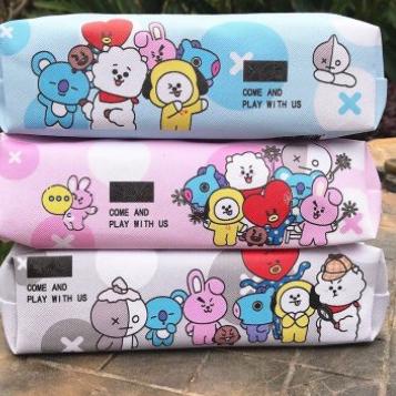 

Big Sale 1 PAK ISI 6 Kotak Pensil BTS BT21 Tempat Pensil PU Ritsleting Pola Indah Kartun ~