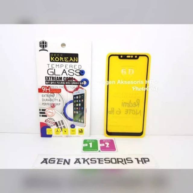 KOREAN Tempered Glass Redmi Note 6 Pro 6.26&quot; TG 5D Xiaomi Note 6 Pro FULL SCREEN Guard FULL GLUE