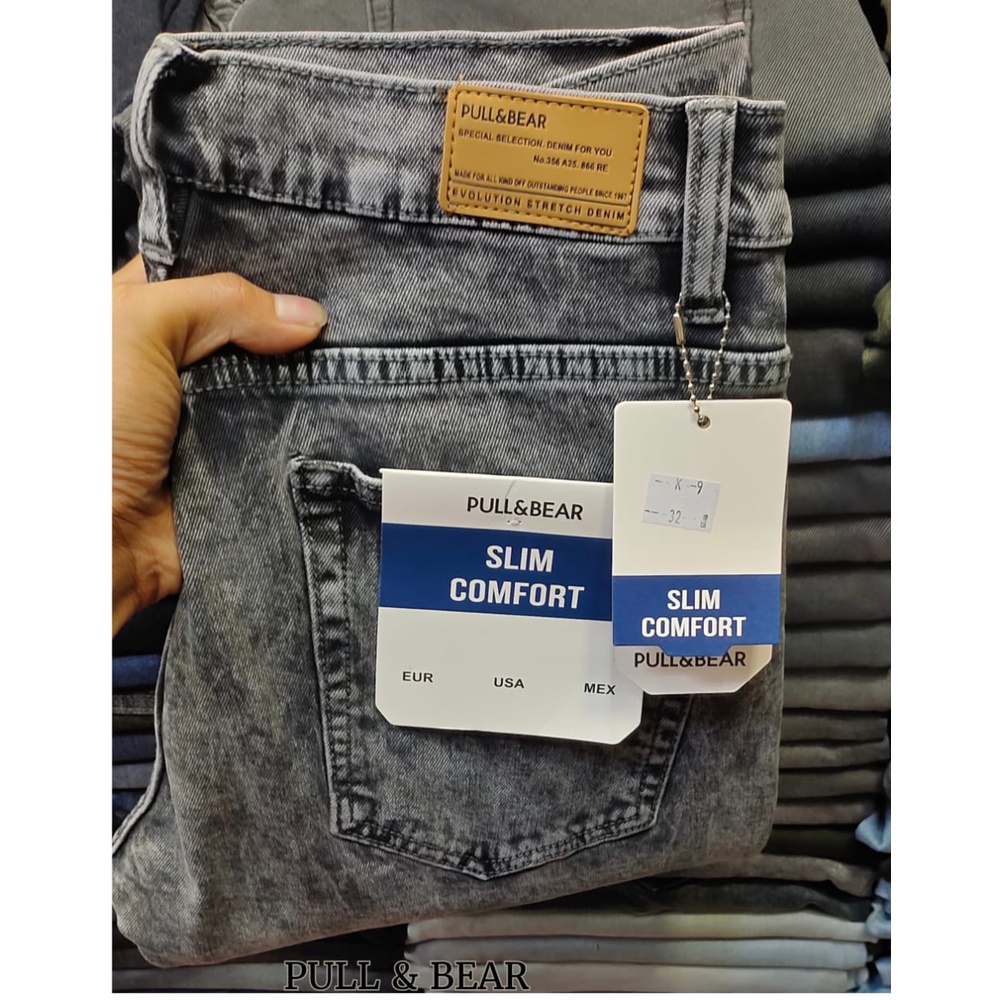 CELANA JEANS PRIA PULL&BEAR BLUE SKY WHISKER SKINNY PULLANDBEAR PENSIL - 30(K8V2) Jeans Import Origi