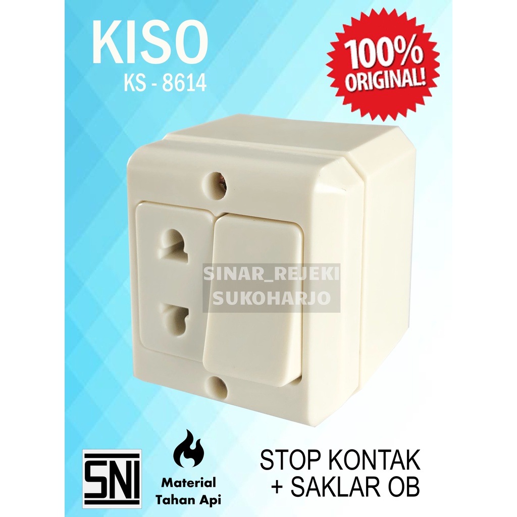 KISO Saklar &amp; Stop Kontak Tempel Kotak Segi / OB CREAM Kombinasi