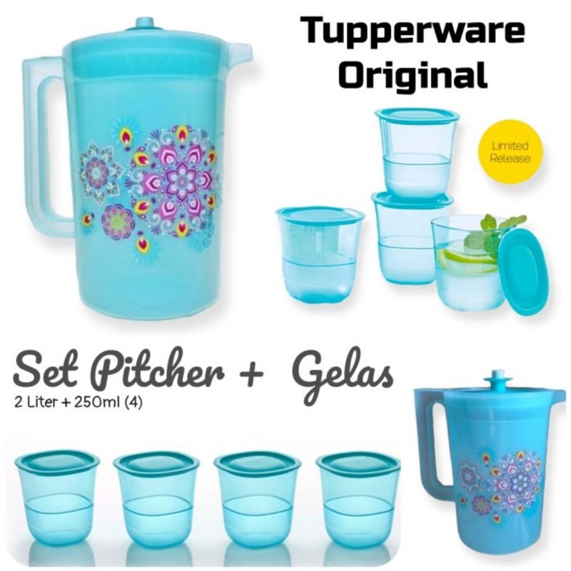 Tupperware set pitcher lengkap - teko minum - wadah air minum