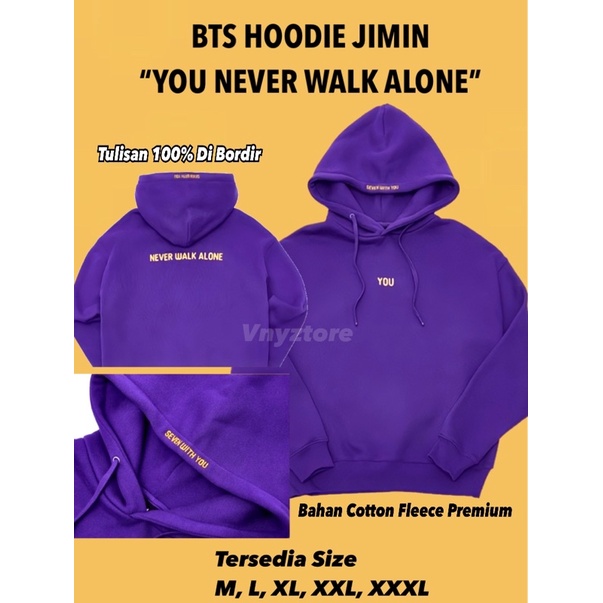 Hoodie BTS Jimin YOU NEVER WALK ALONE Bordir