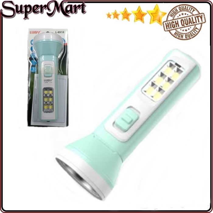 Luby Senter Lampu Emergency L 8918 5W + 6SMD LED Light LED Putih Senter Super LED Rechargeable