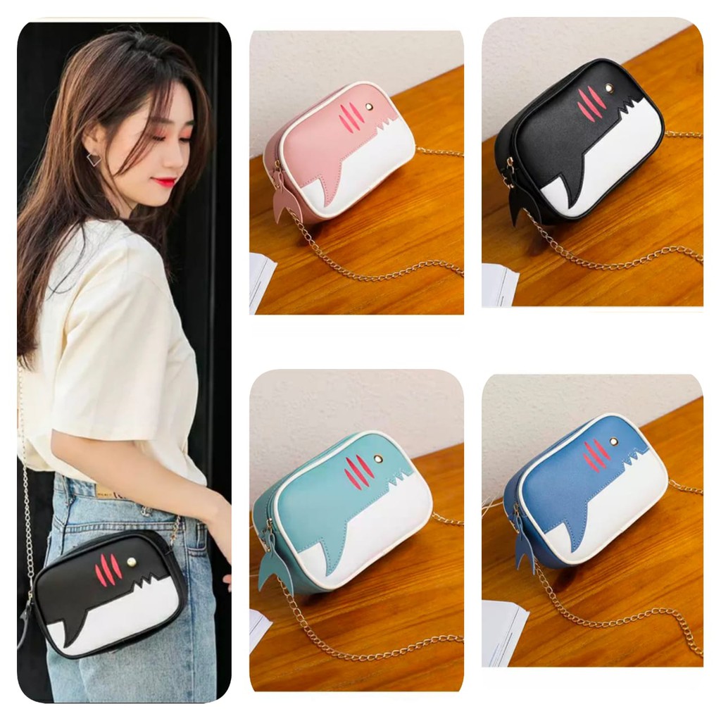 Tas Selempang Wanita Baby Shark Import Fashion Imut Karakter FREE GANTUNGAN#026