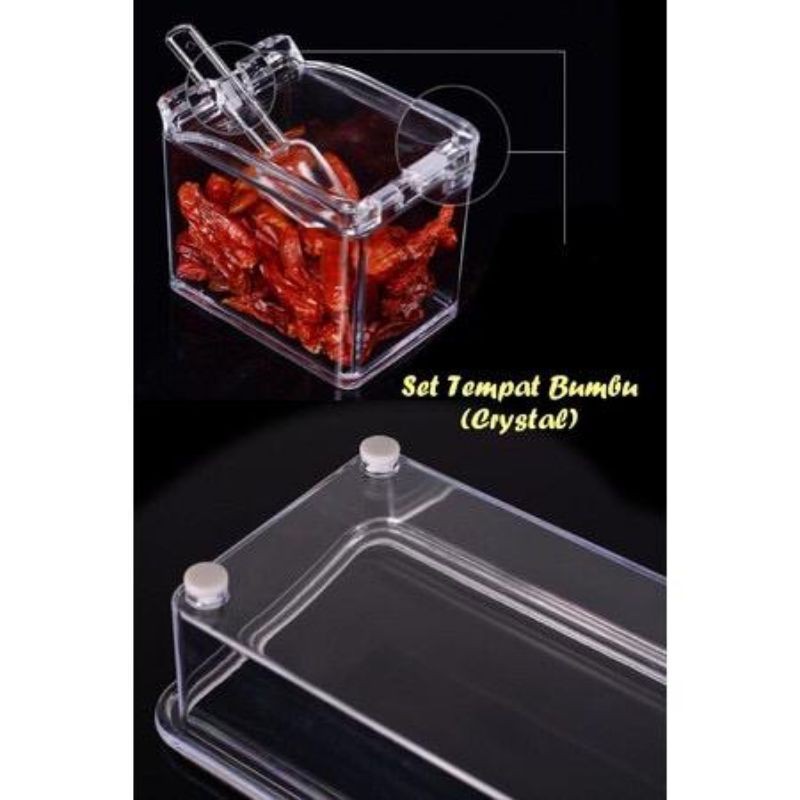 Tempat Bumbu Koki Cristal 4IN1 Crystal Seasoning Box Rak Dapur