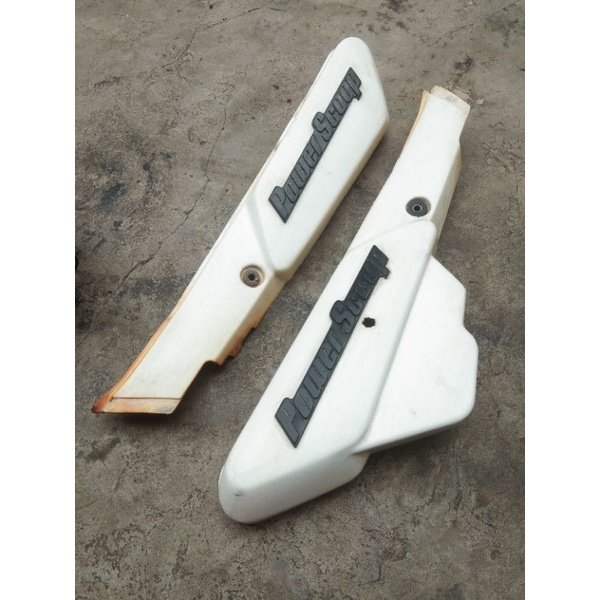 Side Box Cover Tutup Aki Yamaha Alfa Putih ( Set Emblem Powerscoop )