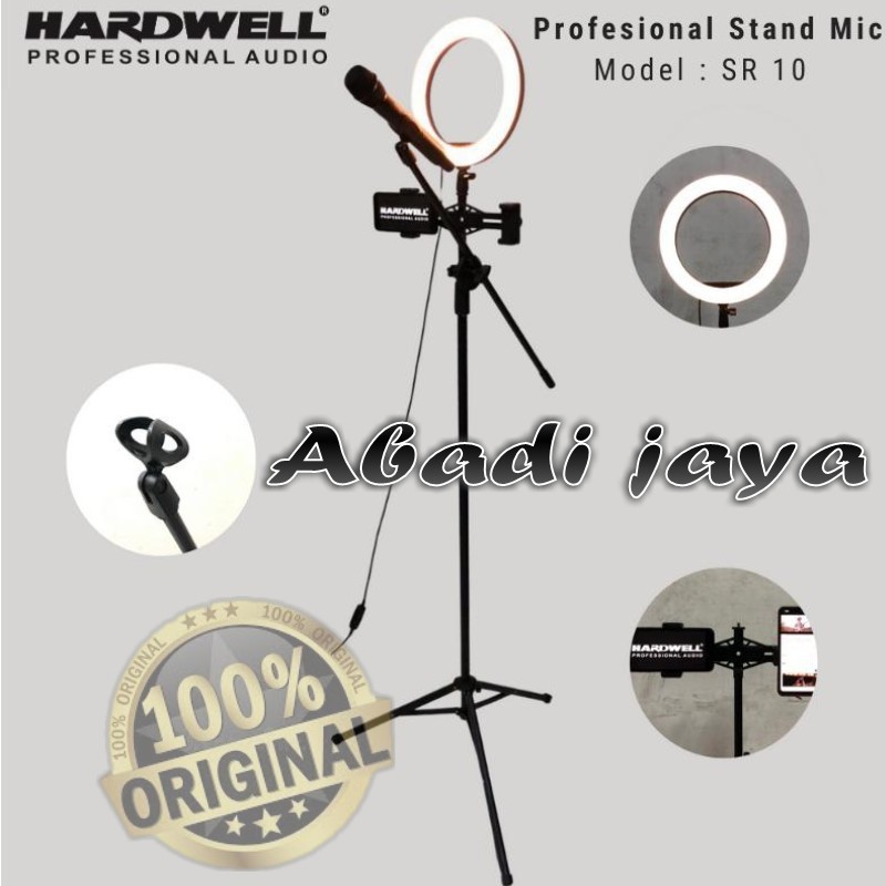 Stand Mic Hardwell SR 10 SR10 Tripod HP Live Lampu Streaming Original