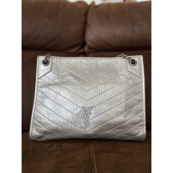 YSL NIKI TOTE BAG SILVER