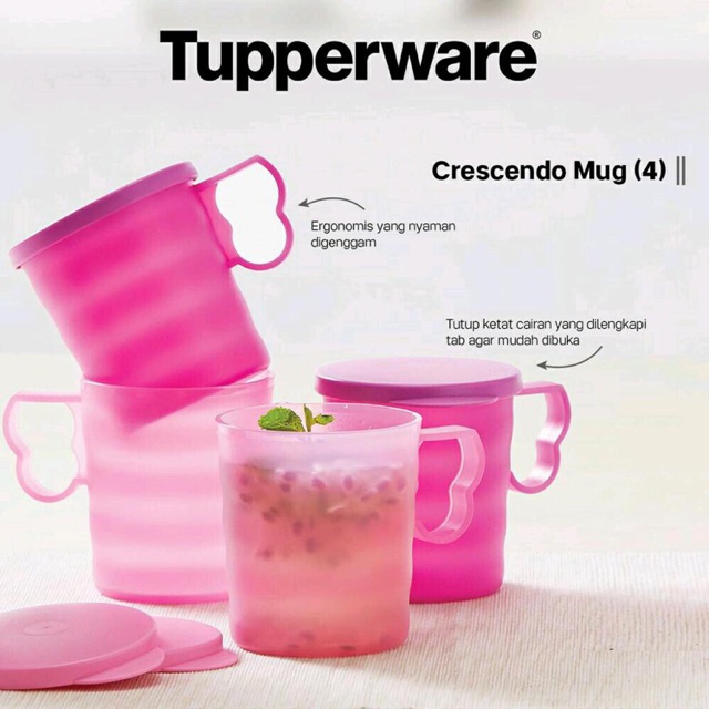 Tupperware gelas Cressendo Mug PINK 4set