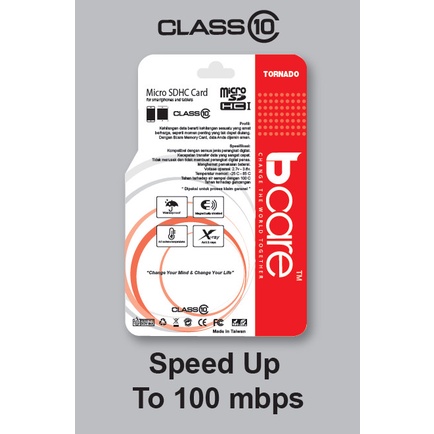 Bcare Micro SD 16GB Class 10 100Mbps - Memory MicroSD Card