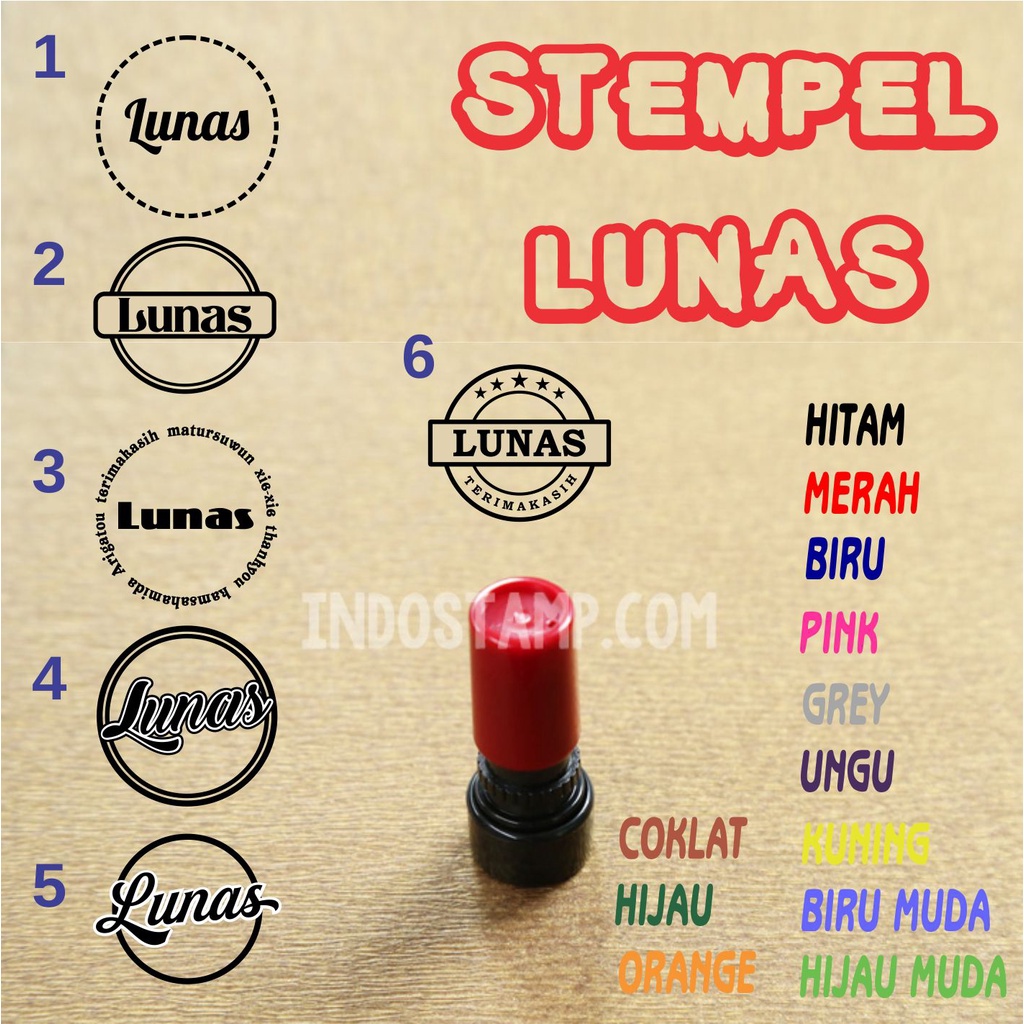 

stempel lunas bulat toko 25mm retro warna flash murah terdekat langsung otomatis