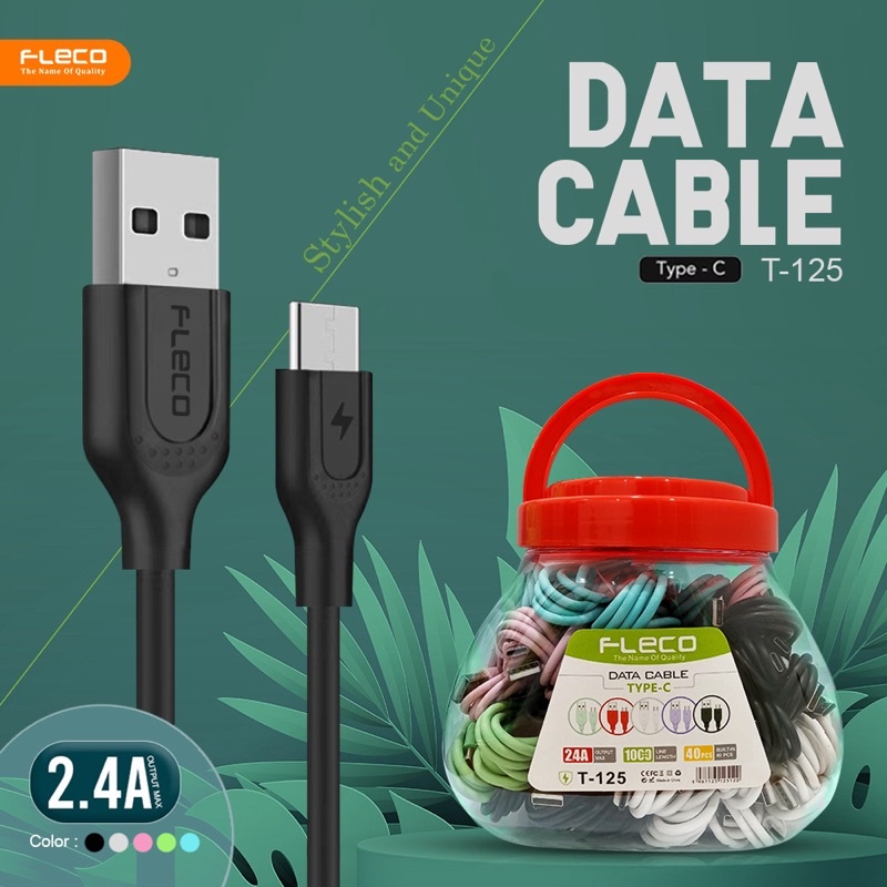 PROMO ~1TOPLES ISI 40PCS T123 T124 T125 KABEL DATA MAKARON FLECO ORIGINAL MICRO TYPE C ip8