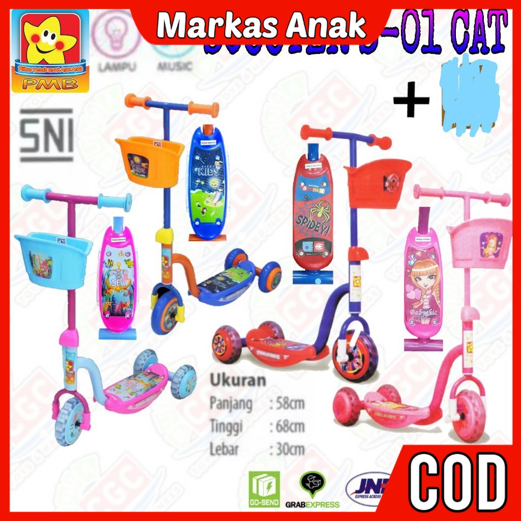 Mainan Anak Anak Umur 3 4 5 6 Tahun Olahraga Outdoor Sepeda Speda Sekuter Skuter Scooter 3 Roda Kese