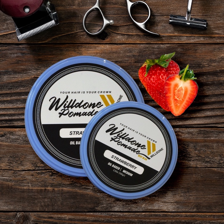 Atasi Rambut Kering, STRAWBERRY Pomade Oilbased by Willdone Pomade 100% Original Minyak Rambut
