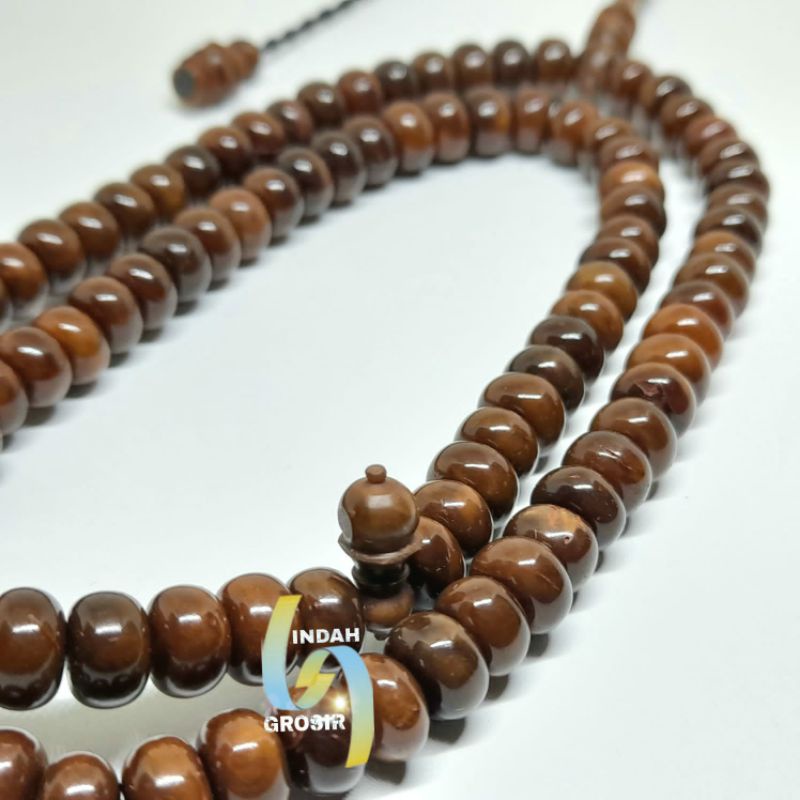 TASBIH KAOKA COKLAT GEPENG 8MM 99BUTIR ASLI NATURAL