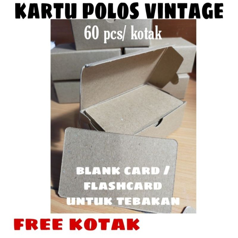 

BLANK CARD VINTAGE KRAFT // KARTU POLOS 60 PCS/KOTAK, FREE KOTAK