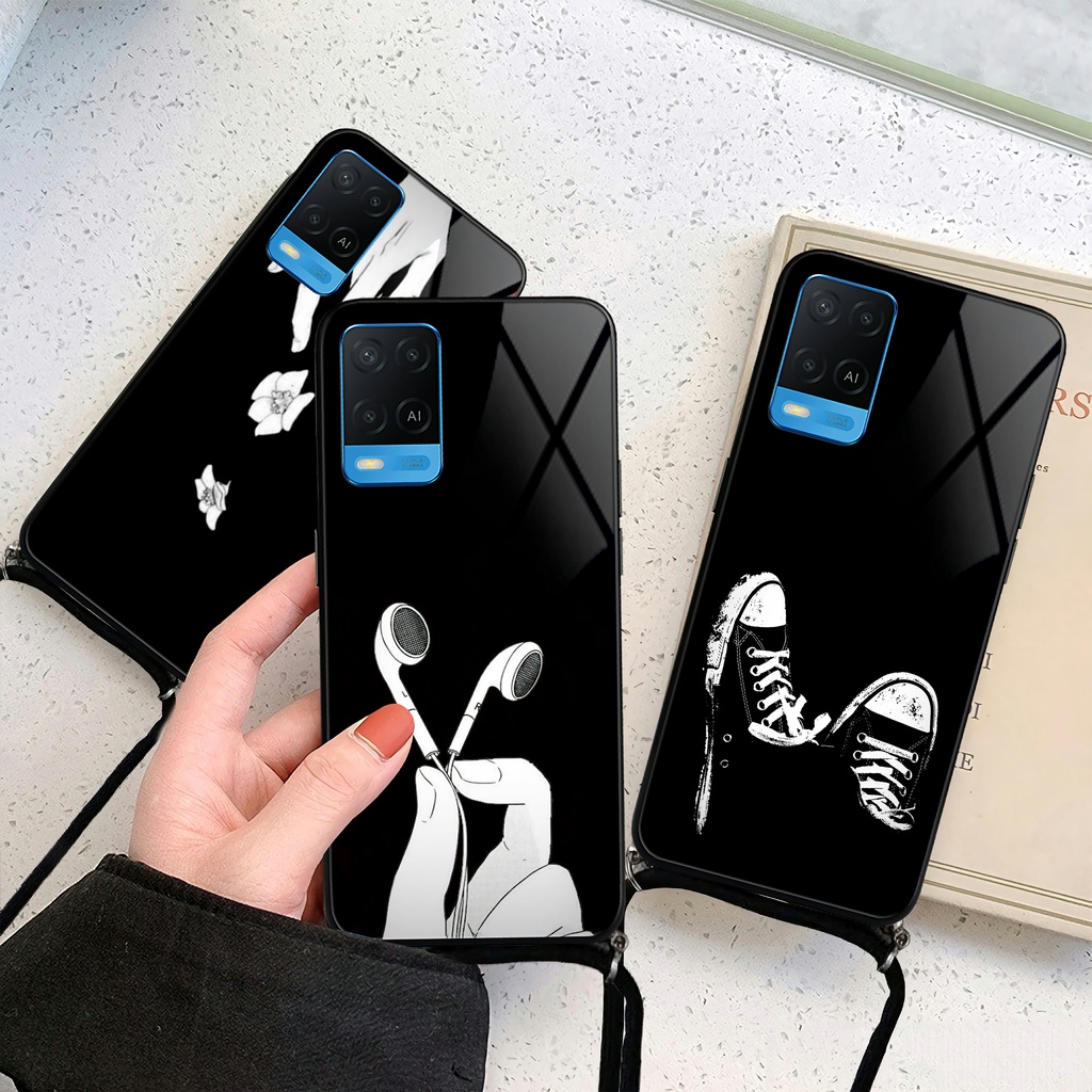 KS213 SOFTCASE KACA + TALI OPPO A54 A16 RENO 6 4G 5G RENO 5 5F 4 4F A74 A95 A12 A5 2020 A53 A15