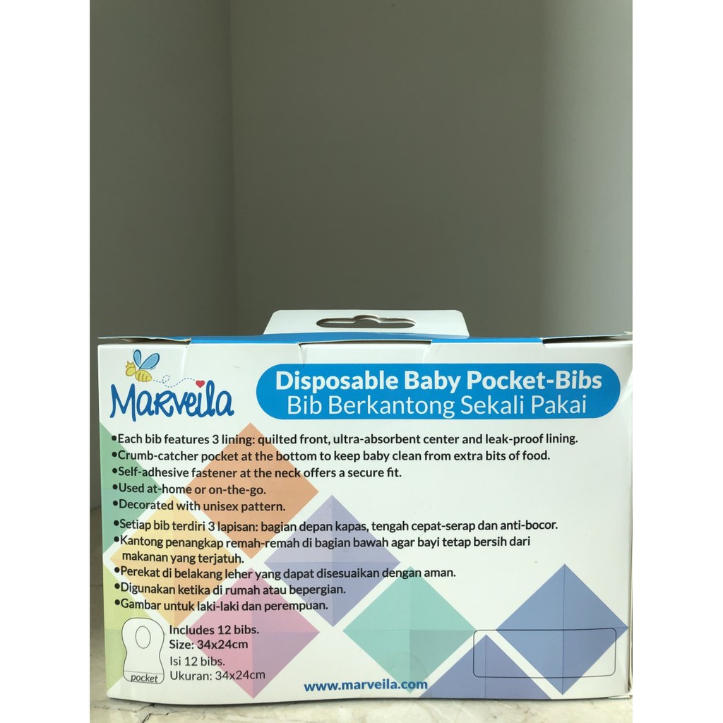 Marveila Disposible Baby Pocket / Bibs Celemek Makan Anak