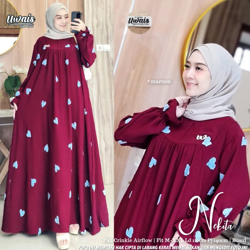 Nekita Dress / Jumbo Nekita  By Uwais Hijab Baju wanita dress Jumbo LD 140