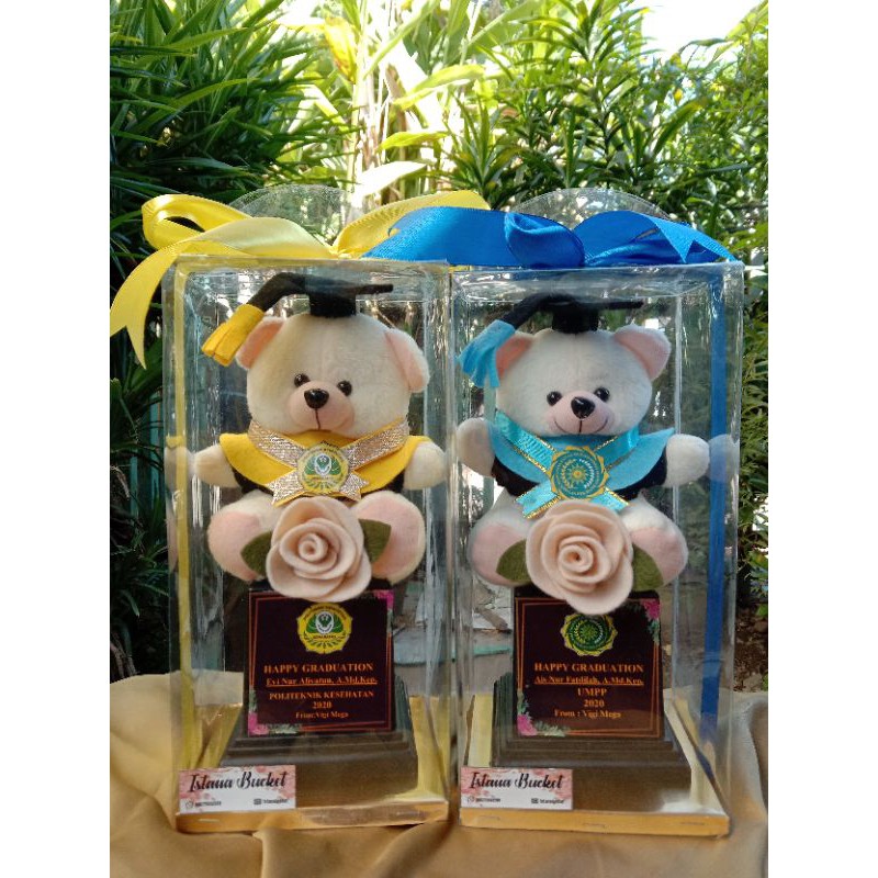 BONEKA WISUDA PIALA BOX MIKA/Boneka bear wisuda+packing