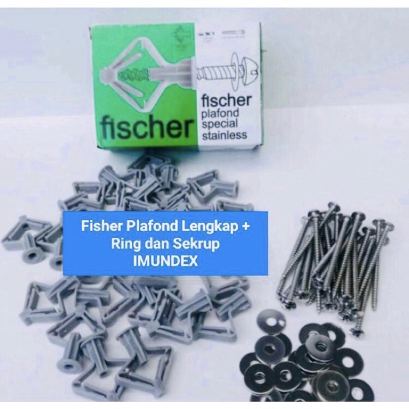 Anchor Plafon IMUNDEX Plafond isi 25pcs - Roofing Fastener - Jangkar Plafon Special Stainless - Lengkap Skrup dan Ring