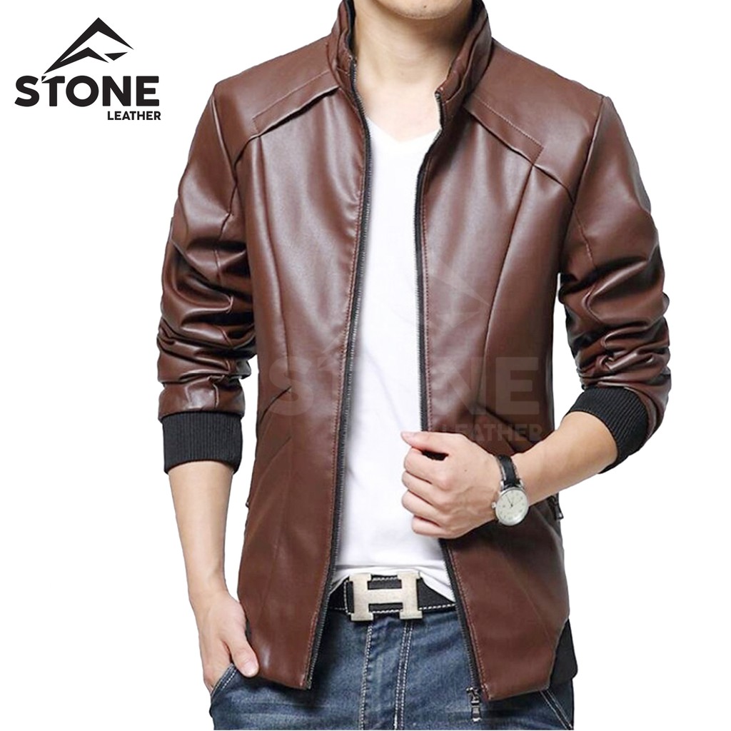 Jaket Kulit Sintetis Bomber Korea Style