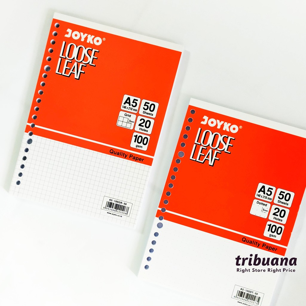 

Isi Loose Leaf JOYKO A5 Grid & Dotted50 Sheets/Lembar / Kertas Isi Ulang Binder