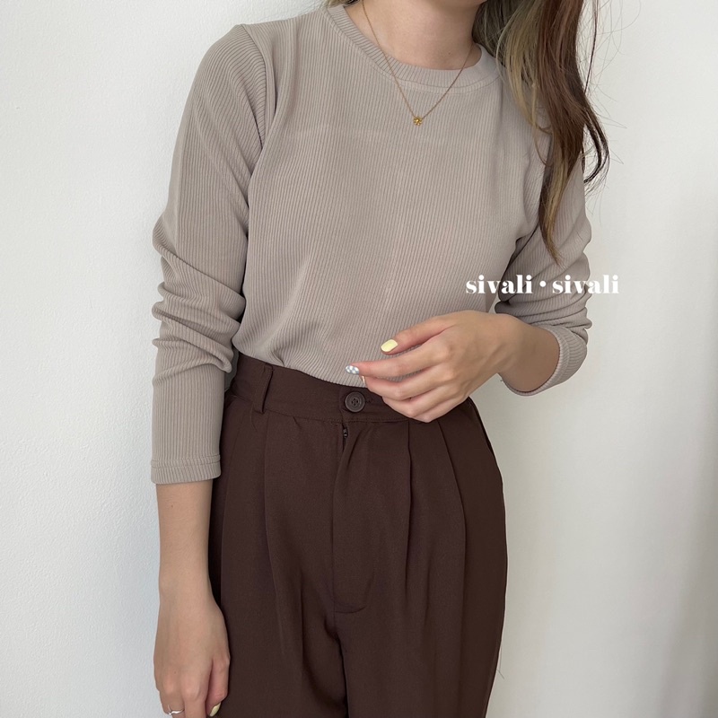 SIVALI Basic Longsleeve Shirt Rib Knit - Kaos Lengan Panjang Bahan Tebal - Inner 1500