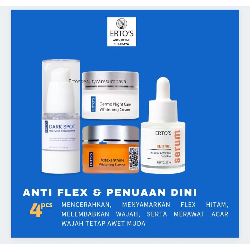 Ertos Flek Melasma noda hitam darkspot dermo night astaxanthine cream siang malam flex