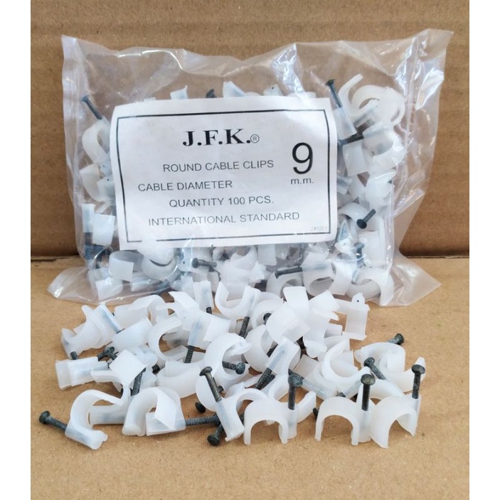 Klem Kabel 9MM Paku Beton Hitam | 1 Bungkus (ISI : 50PCS)