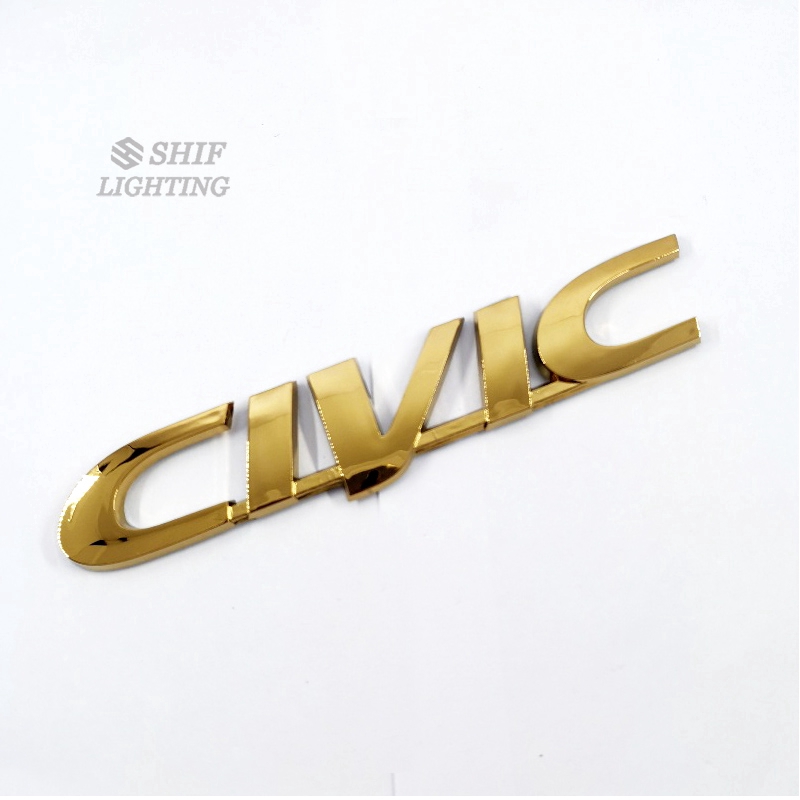 1pc Stiker Emblem Logo Honda Civic Bahan Abs Warna Gold Untuk Bagasi Belakang Mobil