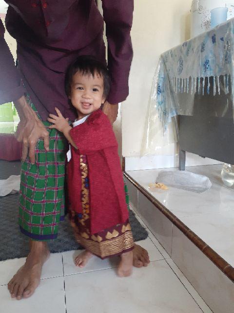 Setelan Batik Anak Bahan Katun Warna Marun  Bac29 1-5tahun