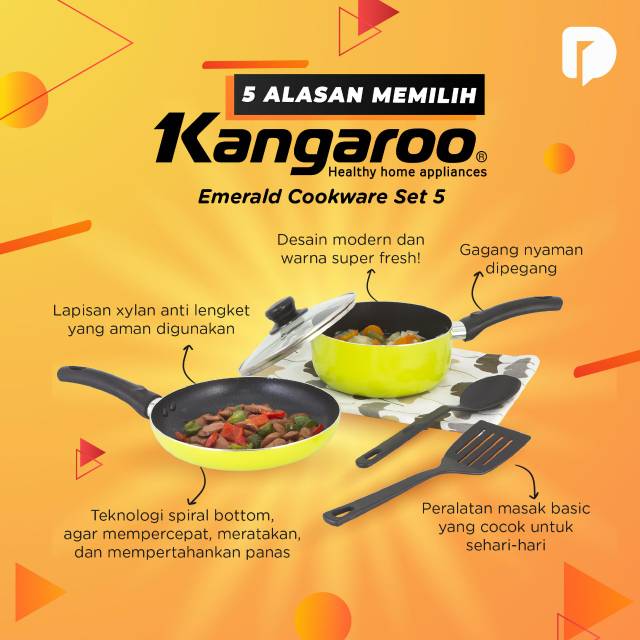panci teflon murah awet Kangaroo Emerald