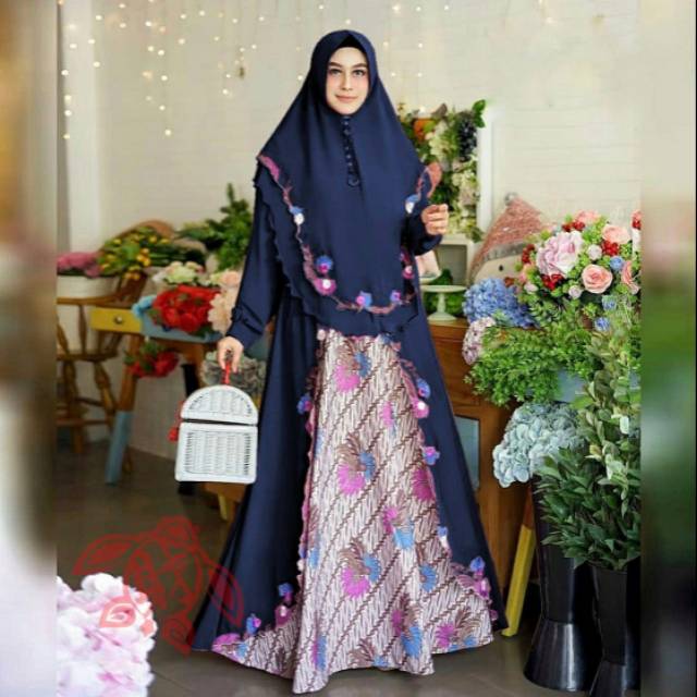 SYARI ANGGUN BATIK / GAMIS MEWAH KOMBINASI BATIK / GAUN PESTA FORMAL