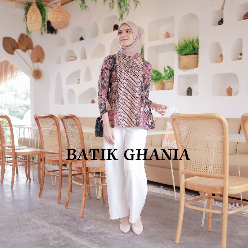 Batik Wanita Baju Batik Wanita Modern Batik Kerja Lengan Panjang MOTIF BIGAZA