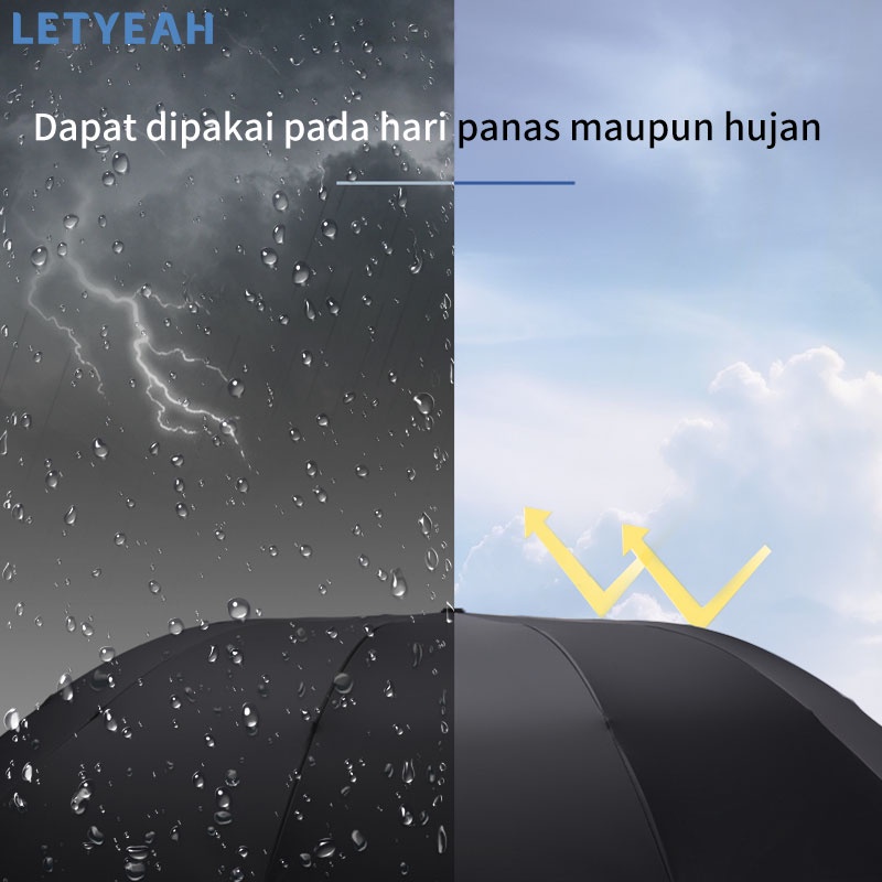 letyeah 10 tulang Payung lipat jumbo kokoh anti uv tahan angin dan hujan /payung lipat bisnis hitam