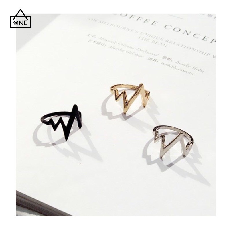 COD❤Cincin Alloy Desain Uniseks Zigzag Gaya Korea Aksesoris Murah Wanita hitam emas perak A one