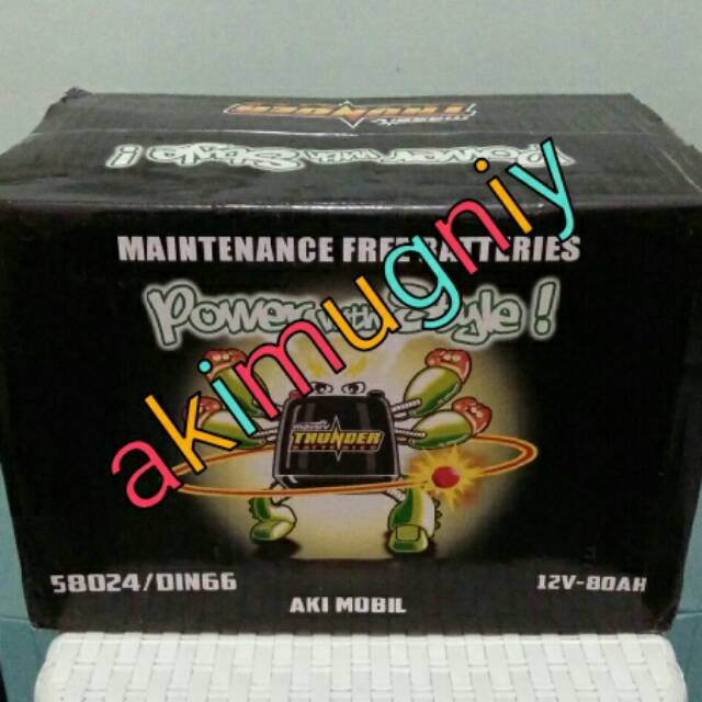 Jual aki mobil ertiga diesel 58024 12v 80ah massiv thunder aki kering