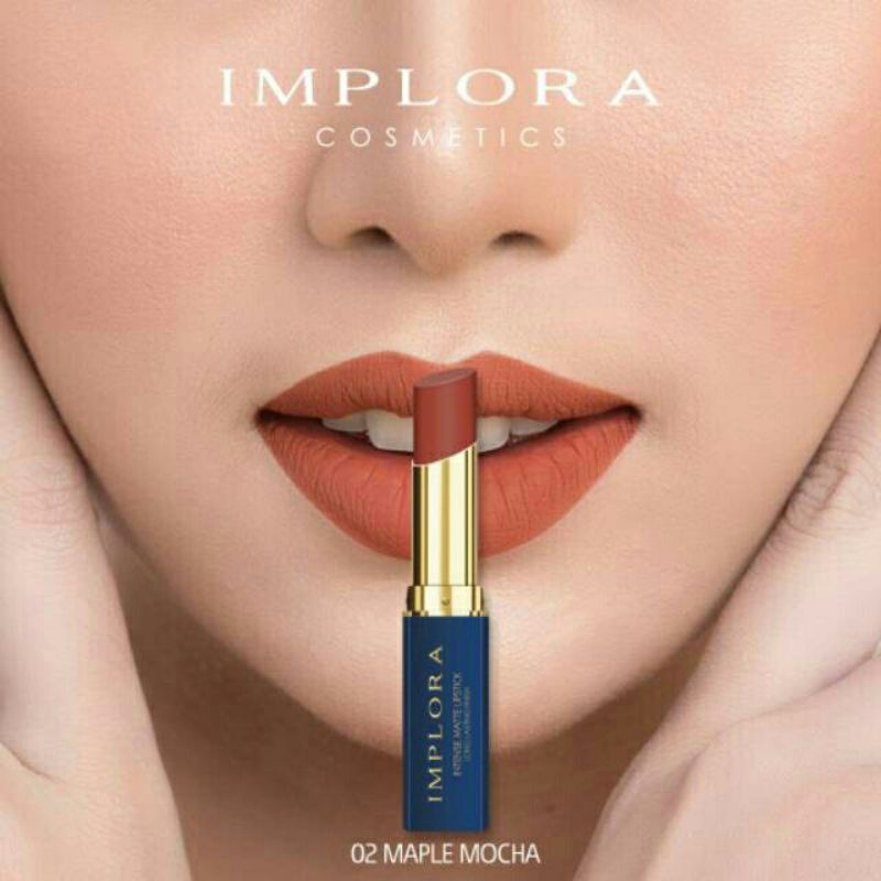 IMPLORA Lip Matte Intense Lip Stick Tersedia 6 warna terbaru - Cherry Crush/ Maple Mocha/ Sheer Plum/ Dirty Peach/ Berry Allure/ Tangerine Crush sudah berBPOM