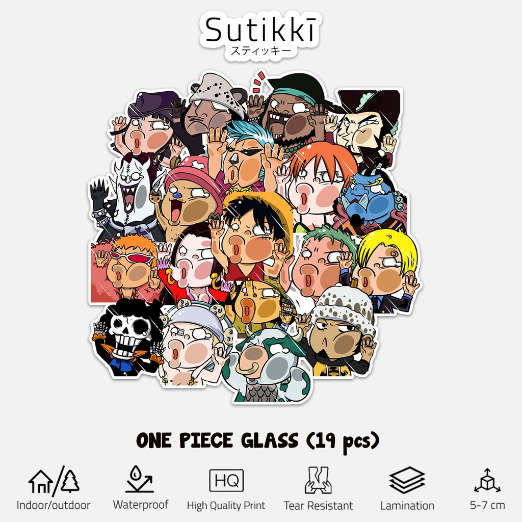 Sutikki | Sticker Pack One Piece Paste Glass Tempel Kaca Nemplok Chibi Cibi Stiker Laptop Vinyl