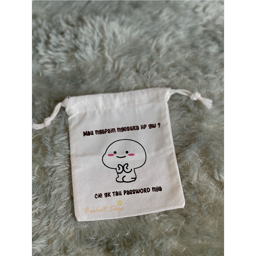 Pouch blacu serut bergambar pentol lucu