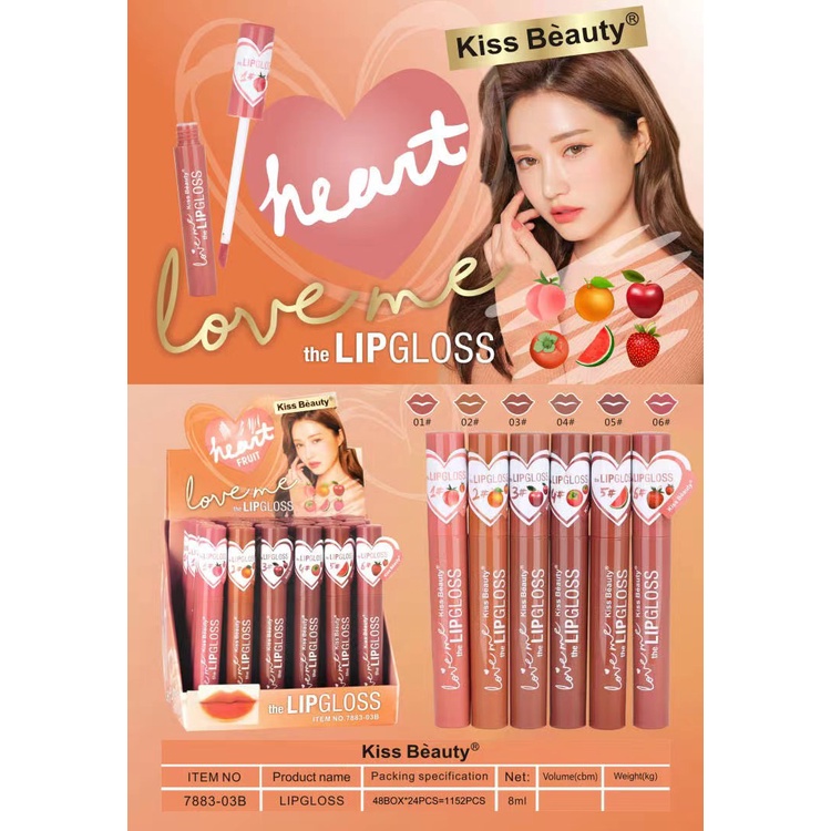 ORIGINAL KISS BEAUTY LOVE ME THE LIPGLOSS FRUIT SERIES KODE 7883B