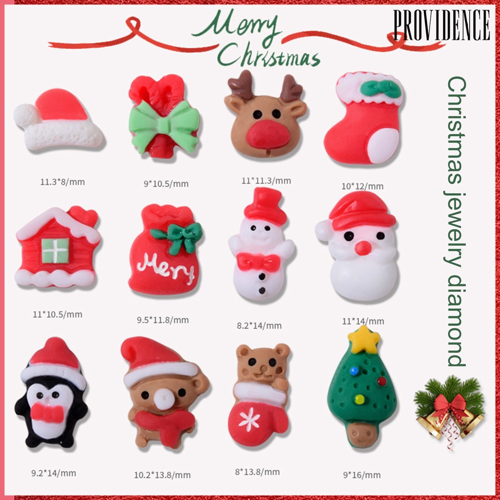 10pcs Aksesoris Kuku 3D Bahan Resin Motif Kartun Rusa / Snowman / Santa Claus Untuk Natal