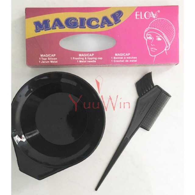 Magicap Topi Highlight Karet Paket Sisir dan Mangkok Cat Rambut